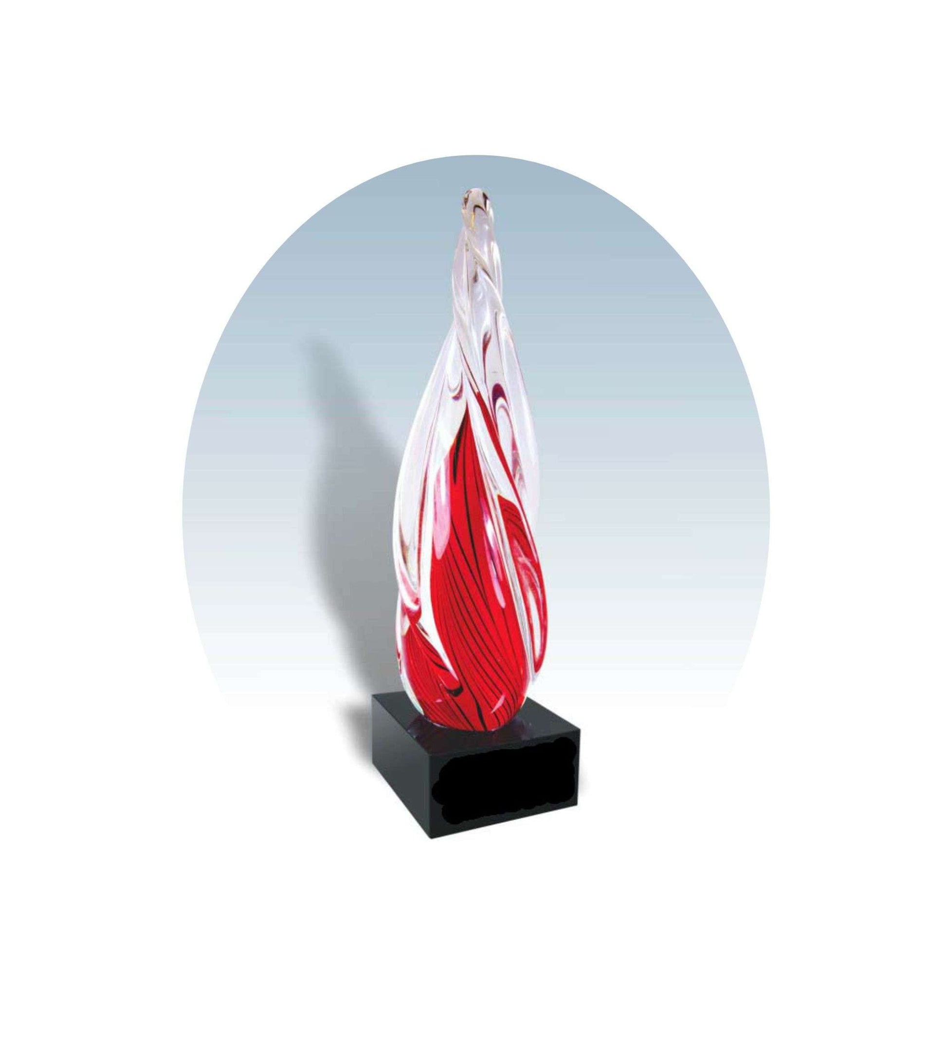 Art Glass Trophy - Twisting Flame | Engraved Artistic Corporate Award - 12" Decade Awards