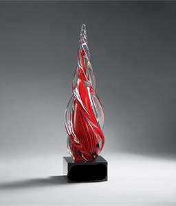 Art Glass Trophy - Twisting Flame | Engraved Artistic Corporate Award - 12" Decade Awards
