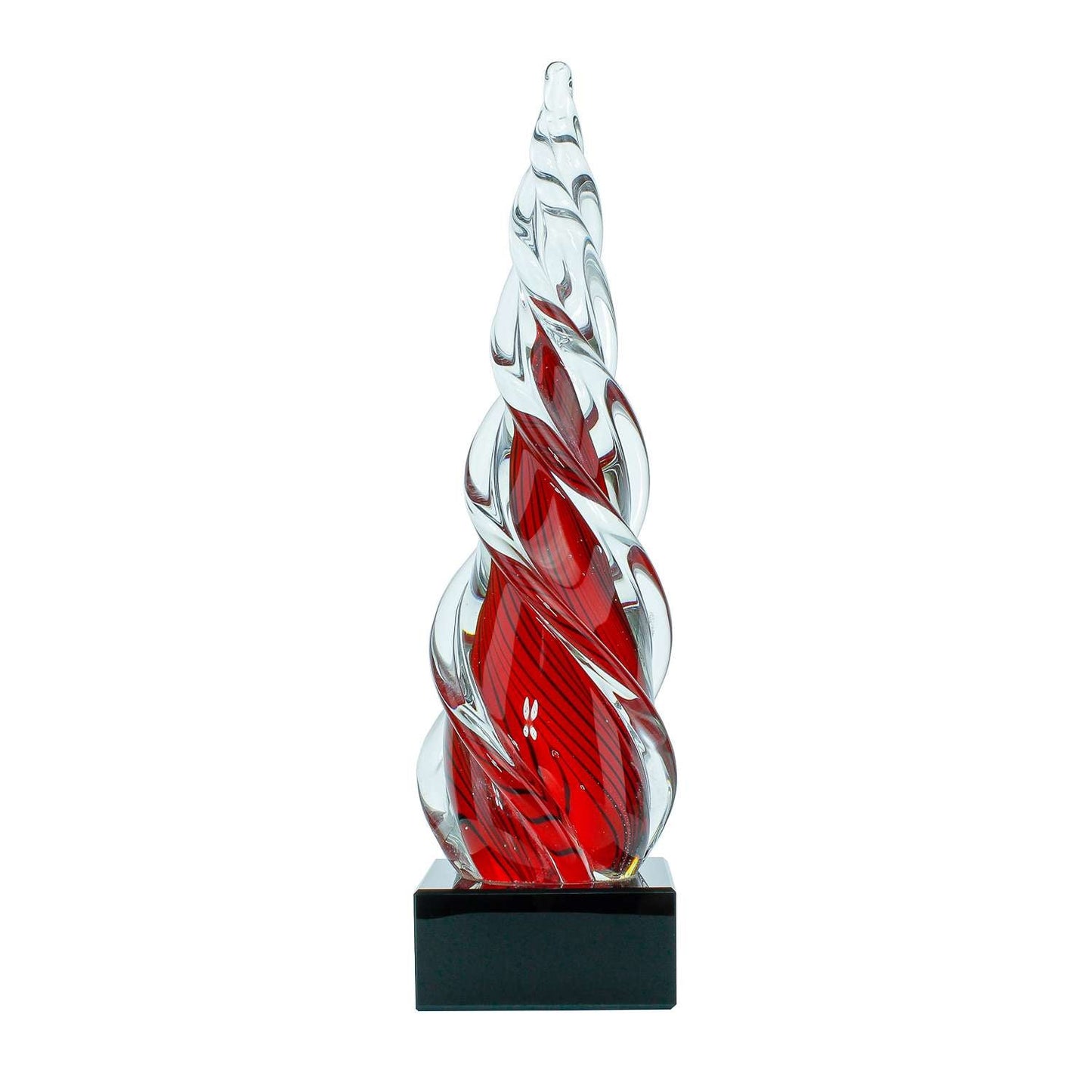 Art Glass Trophy - Twisting Flame | Engraved Artistic Corporate Award - 12" Decade Awards