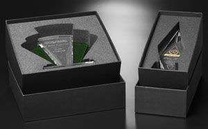 Azure Diamond Crystal Corporate Award | Engraved Blue Crystal Cylindrical Award - 7" Tall- 7" Decade Awards