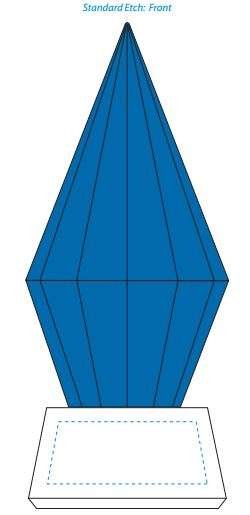 Azure Diamond Crystal Corporate Award | Engraved Blue Crystal Cylindrical Award - 7" Tall- 7" Decade Awards