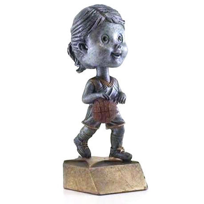 Basketball Pewter Bobblehead Trophy - Female / Male | Engraved Basketball Award - 6 Inch Tall Decade Awards