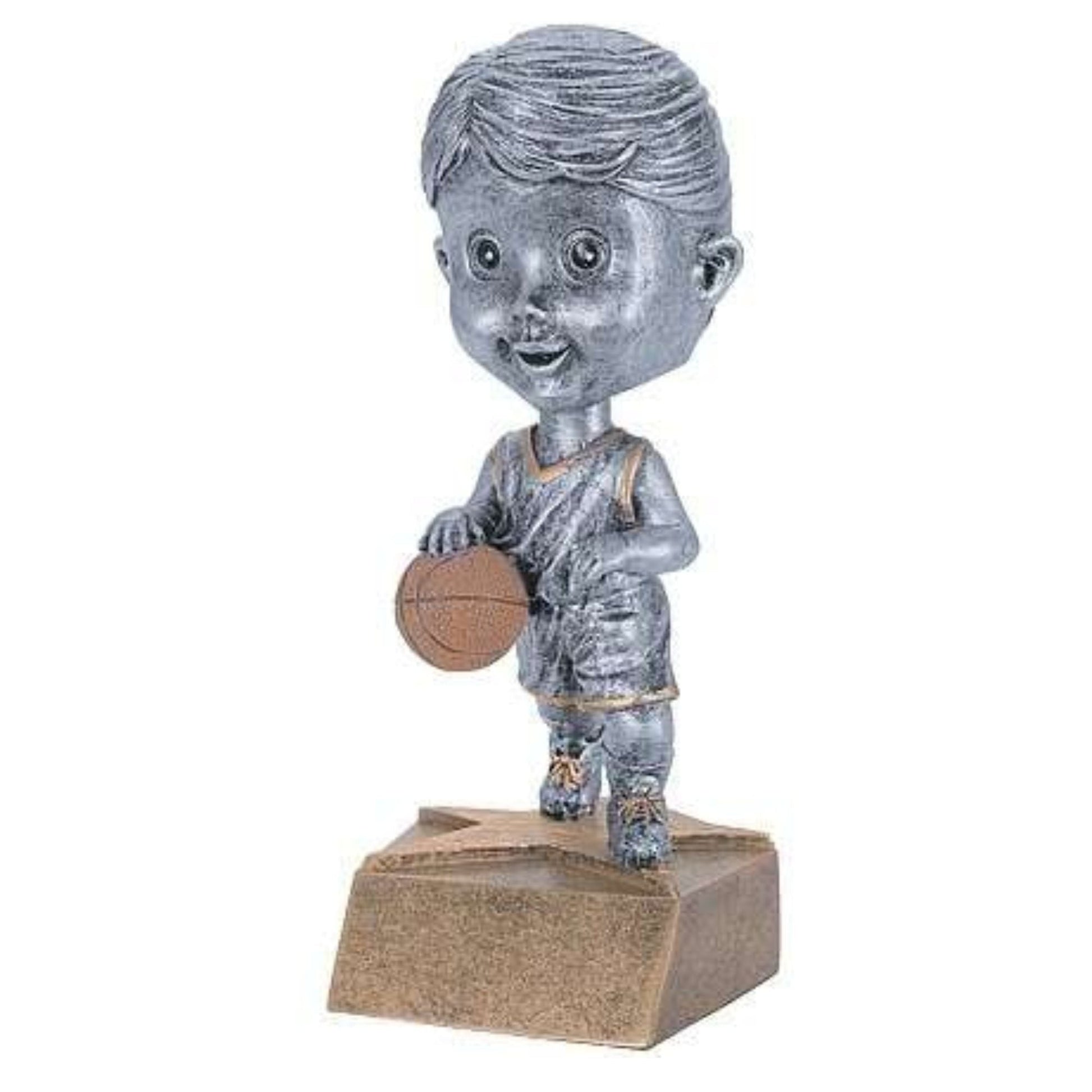Basketball Pewter Bobblehead Trophy - Female / Male | Engraved Basketball Award - 6 Inch Tall Decade Awards