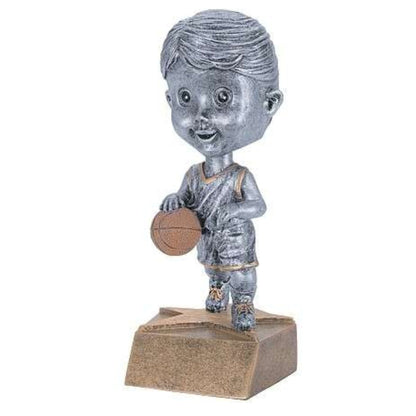 Basketball Pewter Bobblehead Trophy - Female / Male | Engraved Basketball Award - 6 Inch Tall Decade Awards