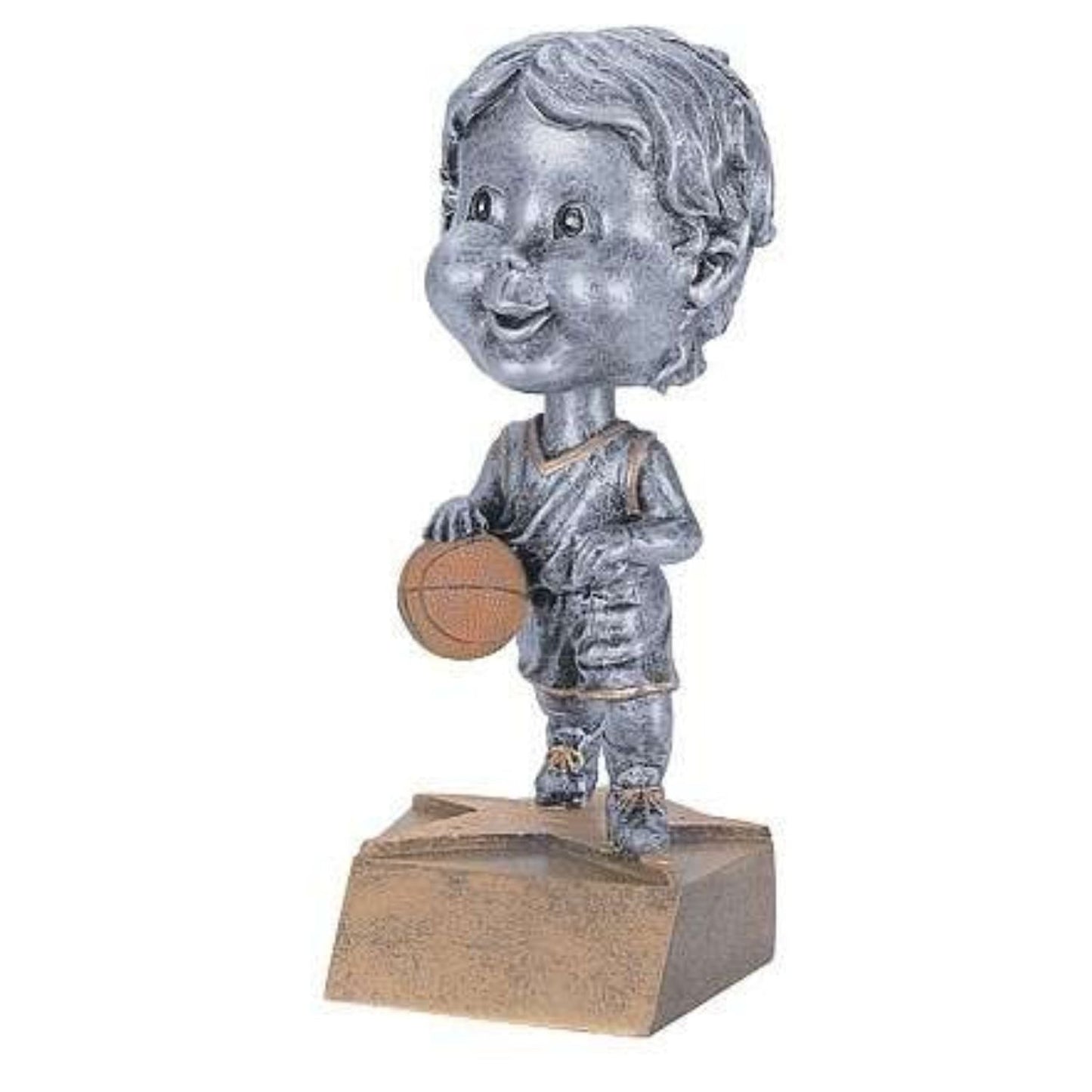 Basketball Pewter Bobblehead Trophy - Female / Male | Engraved Basketball Award - 6 Inch Tall Decade Awards