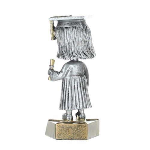 Graduate Bobblehead Trophy -  Female | Engraved Commencement Award - 6 Inch Tall Decade Awards