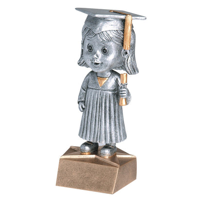 Personalized Graduate Trophy, Female or Male - Engraved Bobblehead Graduate Award - 6 Inch