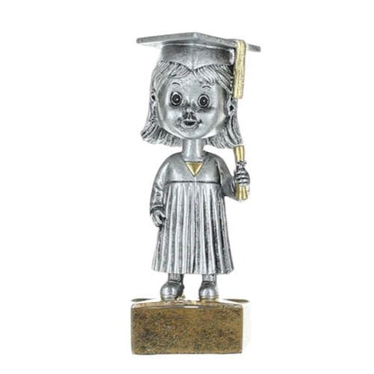 Graduate Bobblehead Trophy -  Female | Engraved Commencement Award - 6 Inch Tall Decade Awards