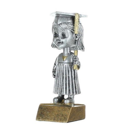 Graduate Bobblehead Trophy -  Female | Engraved Commencement Award - 6 Inch Tall Decade Awards