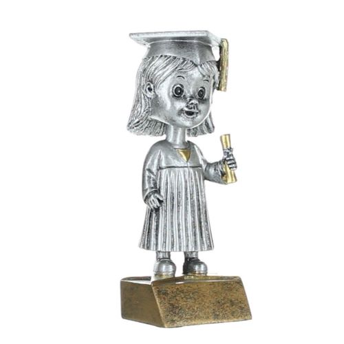 Graduate Bobblehead Trophy -  Female | Engraved Commencement Award - 6 Inch Tall Decade Awards