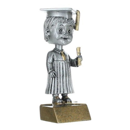 Graduate Bobblehead Trophy -  Male | Engraved Commencement Award - 6 Inch Tall Decade Awards