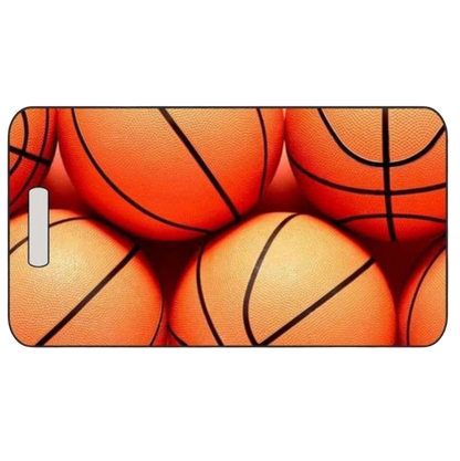Basketball Luggage Tag in 4 Styles and 2 Sizes – Personalized Sports Bag ID Tag for Players – Durable Custom Design by Decade Awards