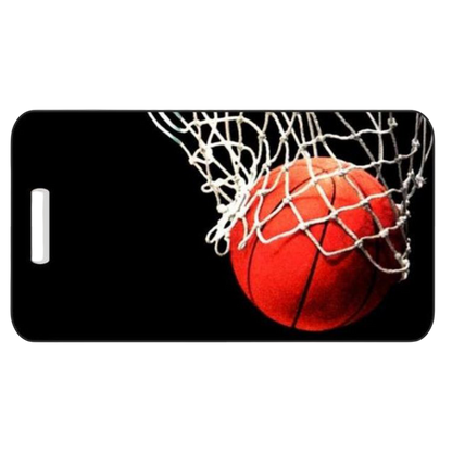 Basketball Luggage Tag in 4 Styles and 2 Sizes – Personalized Sports Bag ID Tag for Players – Durable Custom Design by Decade Awards