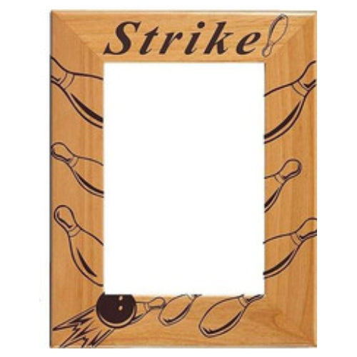 Strike! Bowling Picture Frame | Laser Engraved Bowling Tournament Wood Frame - 3 Sizes
- Vertical