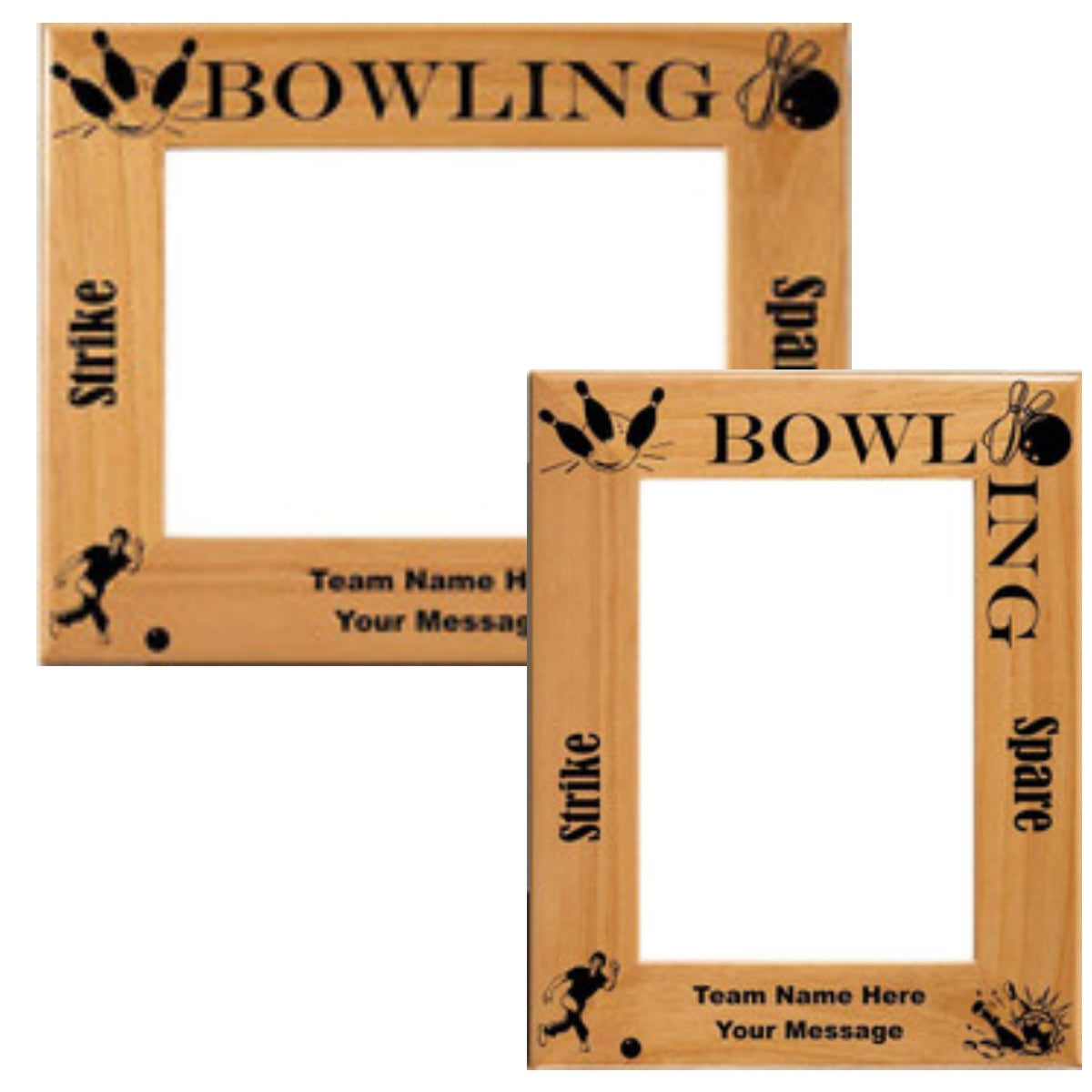 Bowling Picture Frame, Personalized | Laser Engraved Wood Frame - 3 sizes Decade Awards