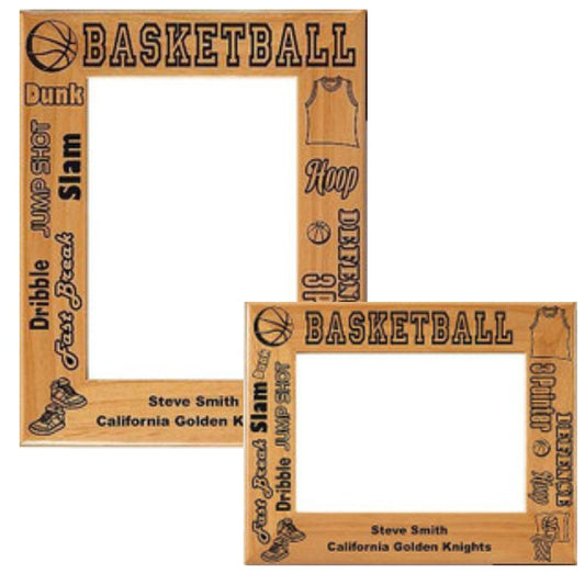 Basketball Picture Frame, Personalized - Male | Laser Engraved Wood Frame - 3 sizes Decade Awards