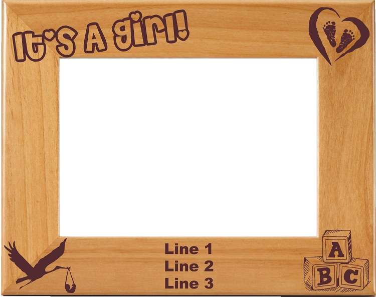 Baby Girl Picture Frame - Personalized | Laser Engraved Wood Frame - 3 Sizes Decade Awards