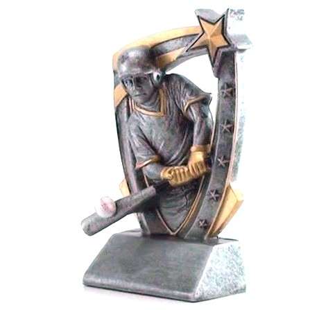 Baseball Trophy, 3D Star Resin | Engraved Baseball Award - 6 Inch Tall Decade Awards