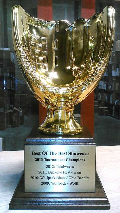 Baseball Full Size Glove Award Trophy - Gold / Silver Decade Awards