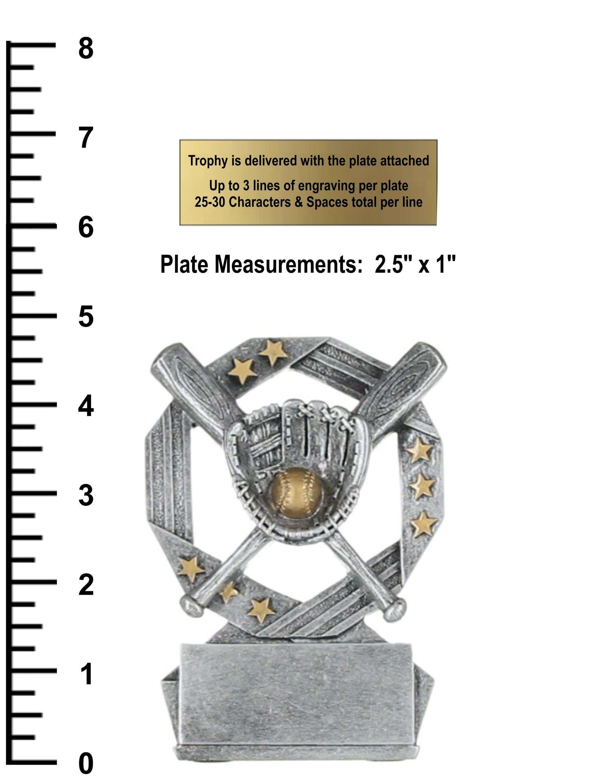 Baseball Hexa Star Trophy | Softball Award - Silver and Gold - 4.75" Decade Awards