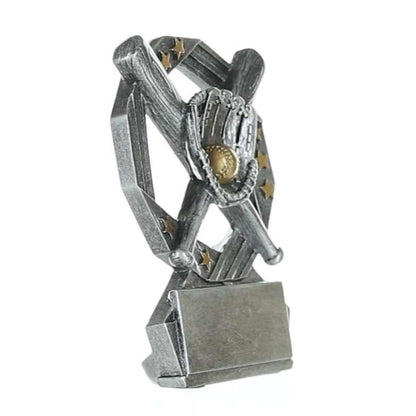 Baseball Hexa Star Trophy | Softball Award - Silver and Gold - 4.75" Decade Awards