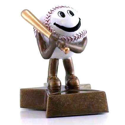 Baseball Lil' Buddy Trophy | Engraved Smiling Baseball Award - 4 Inch Tall Decade Awards