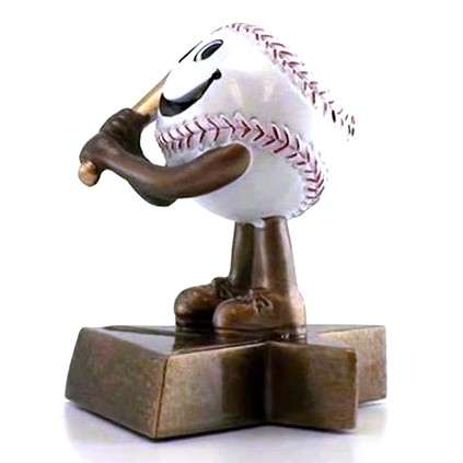 Baseball Lil' Buddy Trophy | Engraved Smiling Baseball Award - 4 Inch Tall Decade Awards