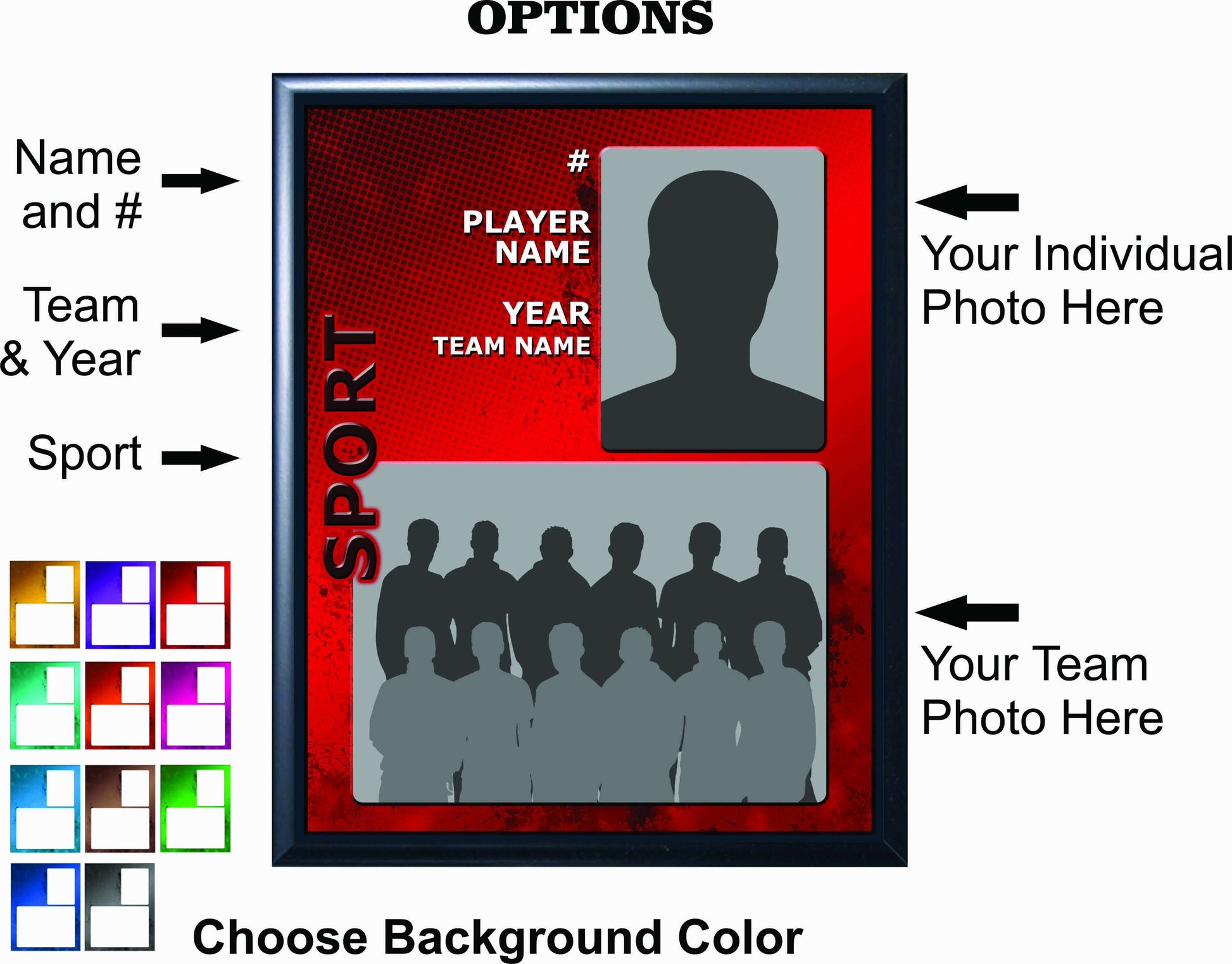 Baseball Memory Mate Plaque 2 - Personalized | Individual & Baseball Team Pictures Plaque - 8" x 10" Decade Awards