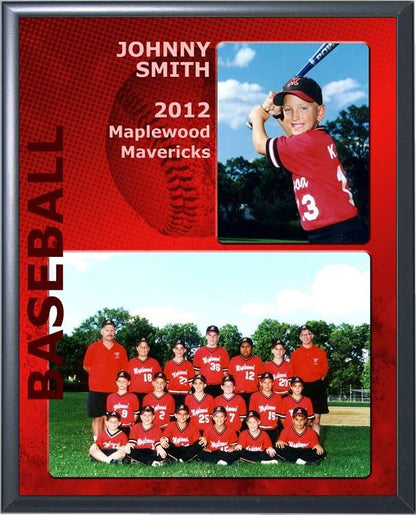 Baseball Memory Mate Plaque - Personalized | Individual & Baseball Team Pictures Plaque - 8" x 10" Decade Awards