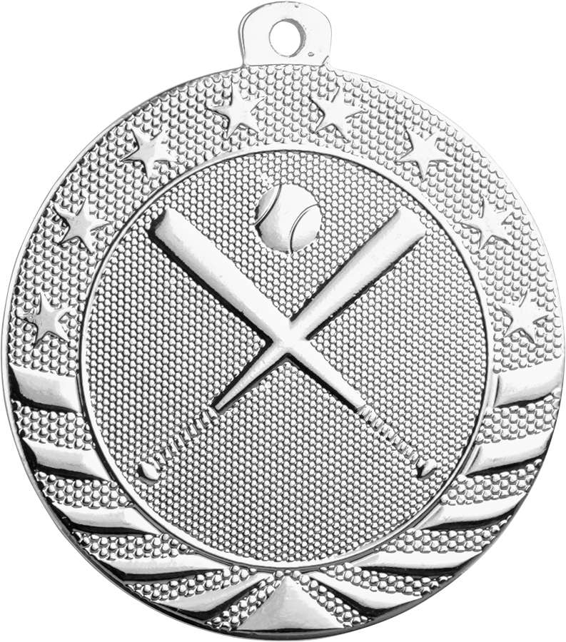 Baseball StarBrite Medal - Gold, Silver, Bronze | Engraved StarBrite Softball Medallion - 2 Inch Wide Decade Awards