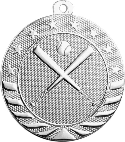 Baseball StarBrite Medal - Gold, Silver, Bronze | Engraved StarBrite Softball Medallion - 2 Inch Wide Decade Awards