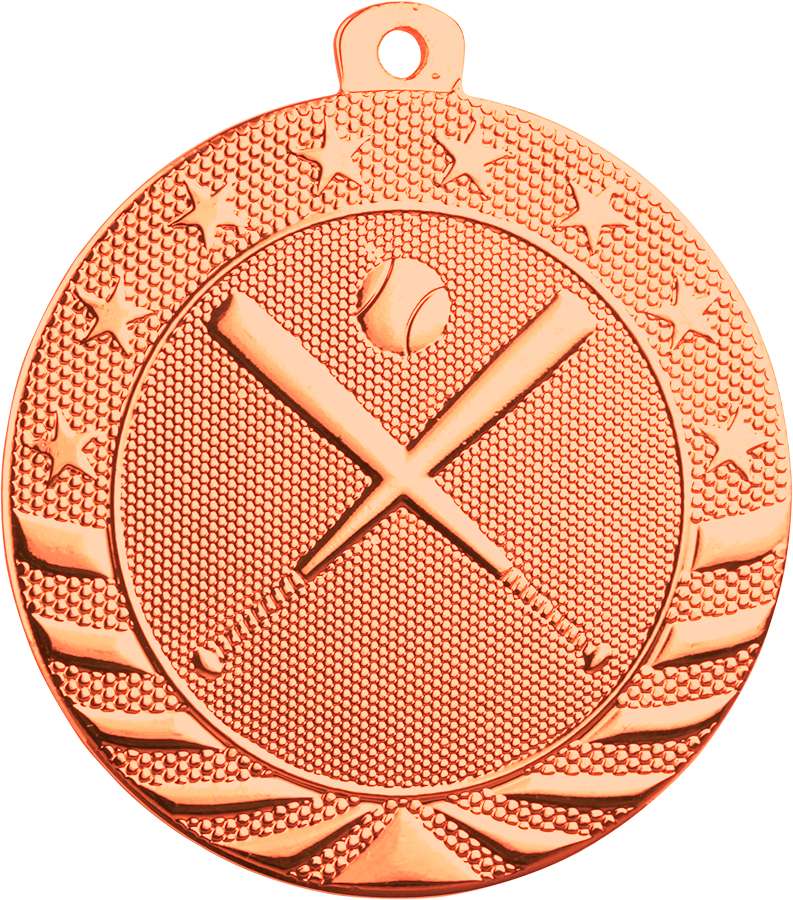 Baseball StarBrite Medal - Gold, Silver, Bronze | Engraved StarBrite Softball Medallion - 2 Inch Wide Decade Awards