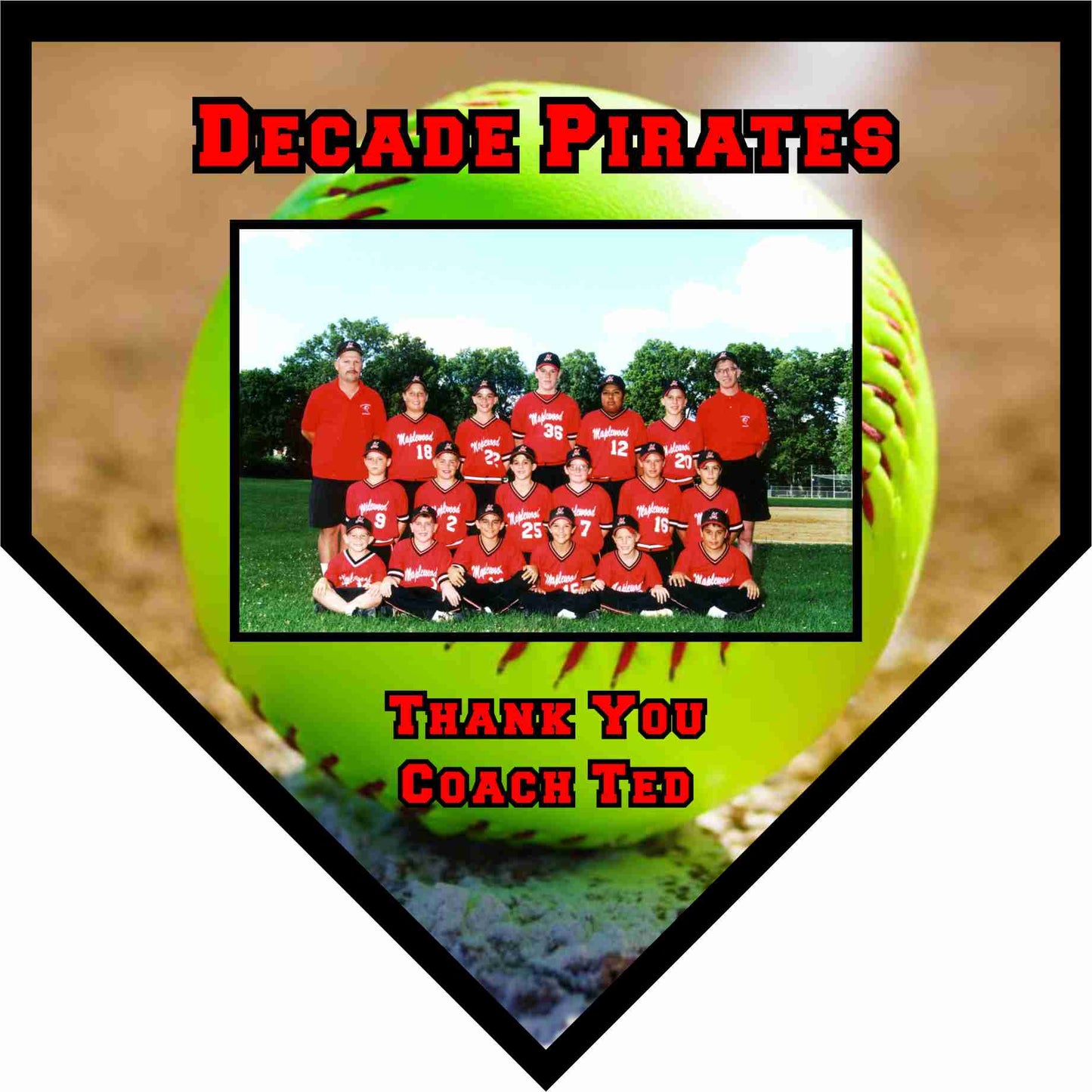 Baseball Team Photo Home Plate Plaque | Personalized Home Plate Picture Plaque - 6" x 6" or 10" x 10" Decade Awards