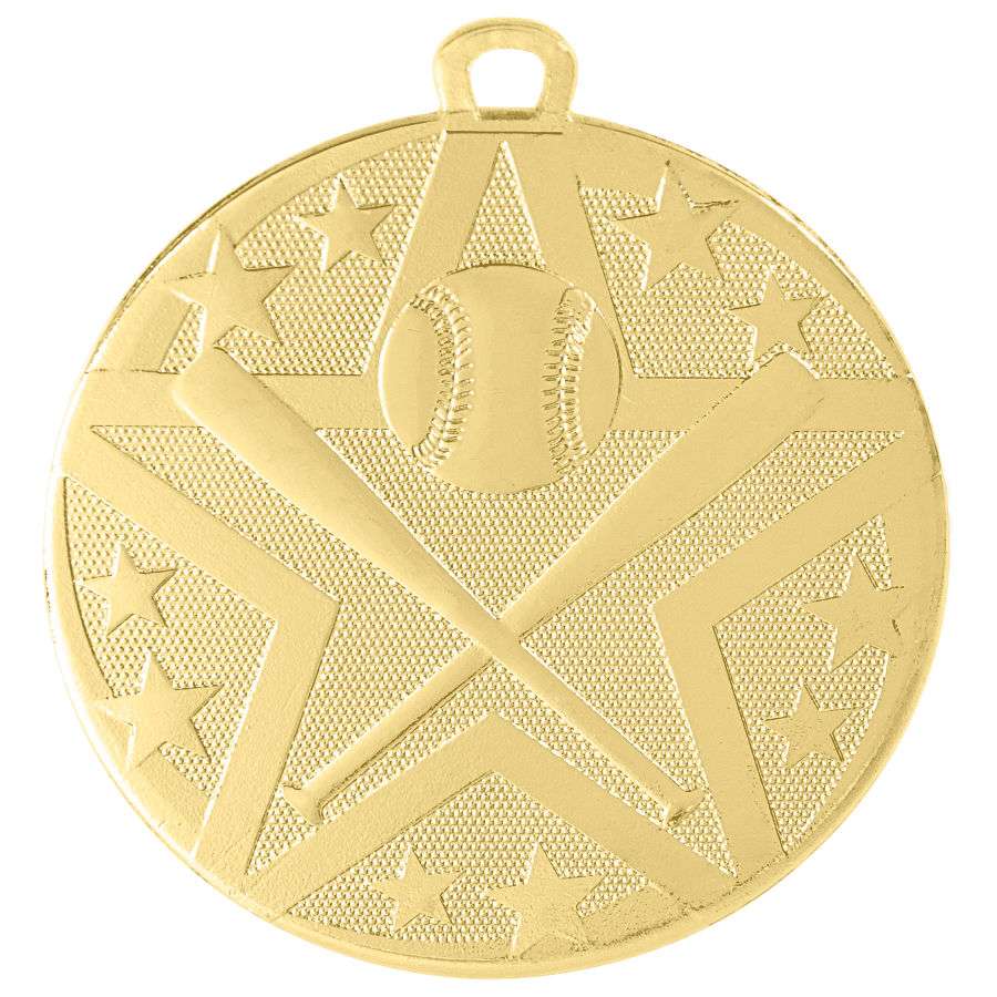Baseball/Softball Superstar Medal - Gold, Silver, or Bronze | Engraved Superstar Baseball/Softball Medallion - 2 Inch Wide Decade Awards