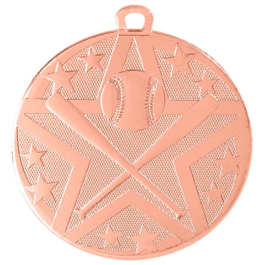 Baseball/Softball Superstar Medal - Gold, Silver, or Bronze | Engraved Superstar Baseball/Softball Medallion - 2 Inch Wide Decade Awards