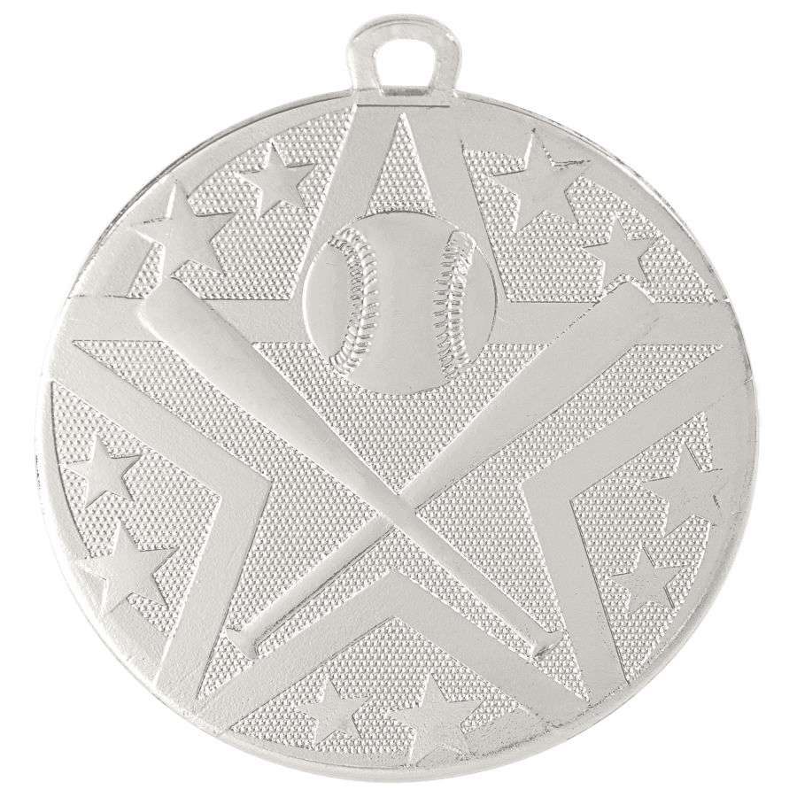 Baseball/Softball Superstar Medal - Gold, Silver, or Bronze | Engraved Superstar Baseball/Softball Medallion - 2 Inch Wide Decade Awards
