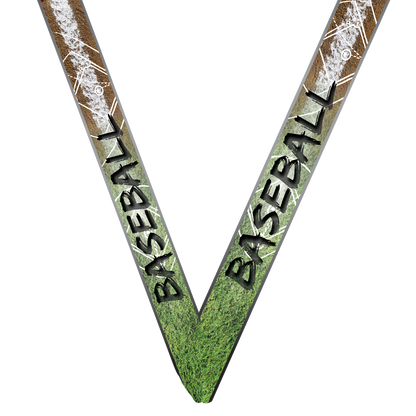 Engraved baseball dog tag medal in gold, silver or bronze with ribbon and free custom engraving by Decade Awards
-  7/8" Ribbon selection