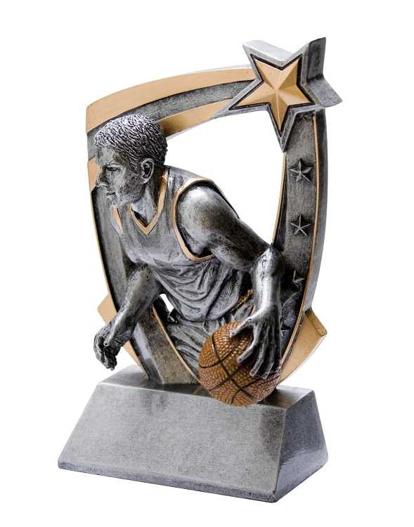 Basketball Trophy, 3D Star Resin – Male or Female | Engraved Basketball Award - 6 Inch Tall Decade Awards