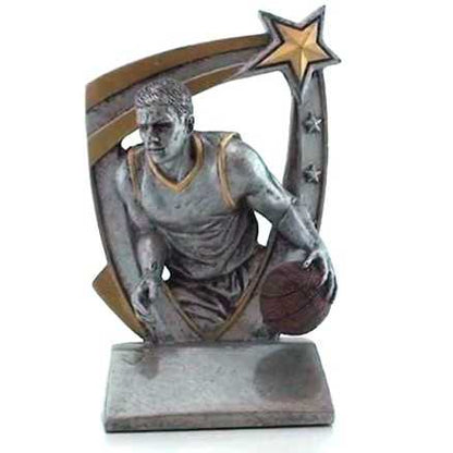 Basketball Trophy, 3D Star Resin – Male or Female | Engraved Basketball Award - 6 Inch Tall Decade Awards