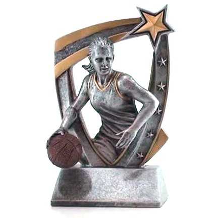 Basketball Trophy, 3D Star Resin – Male or Female | Engraved Basketball Award - 6 Inch Tall Decade Awards