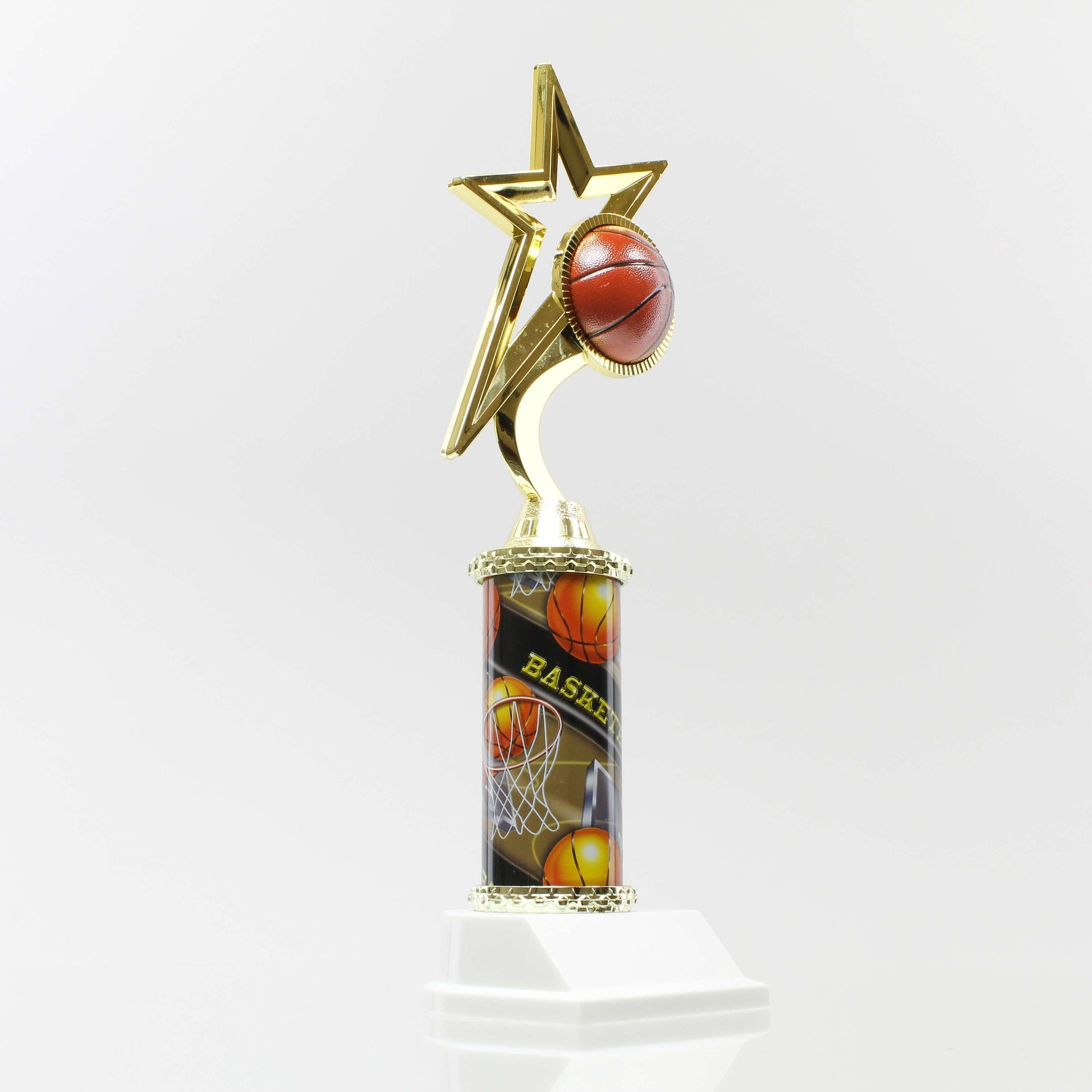 Basketball Column Trophy | Engraved Basketball Award - 12" Decade Awards