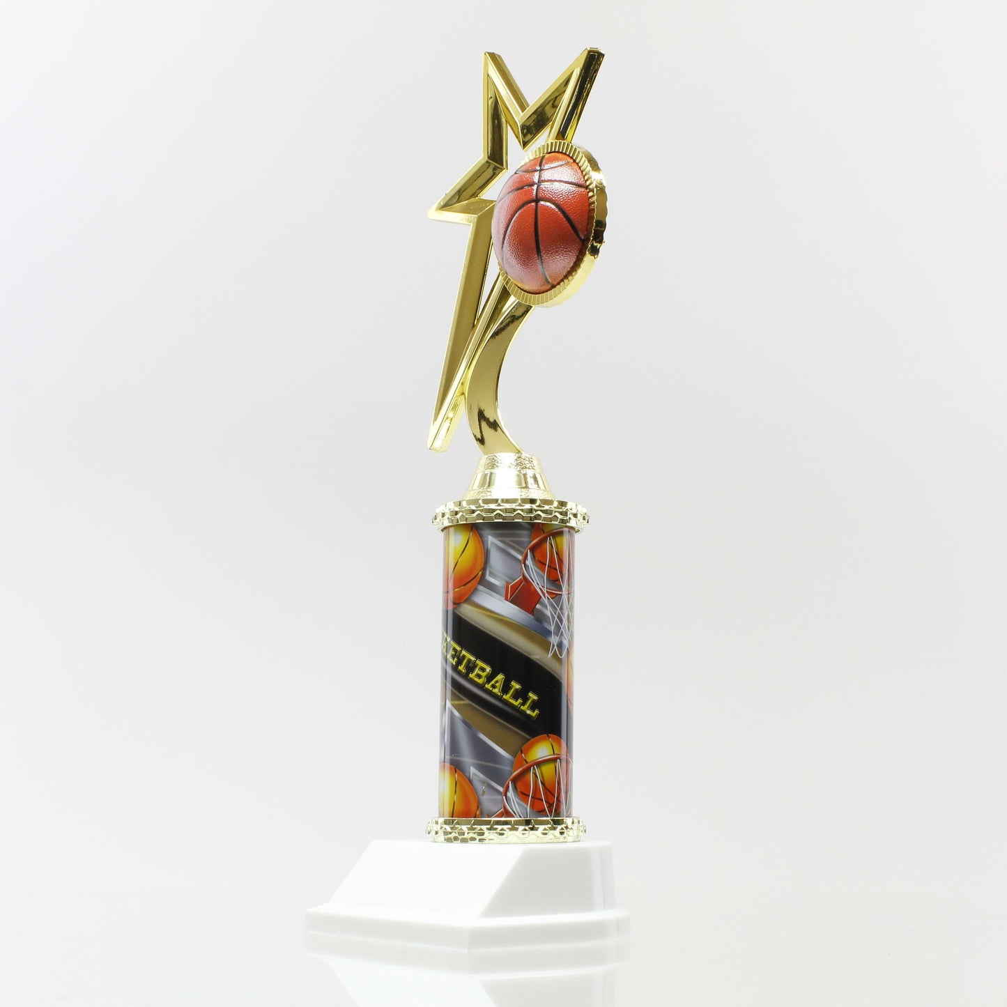 Basketball Column Trophy | Engraved Basketball Award - 12" Decade Awards