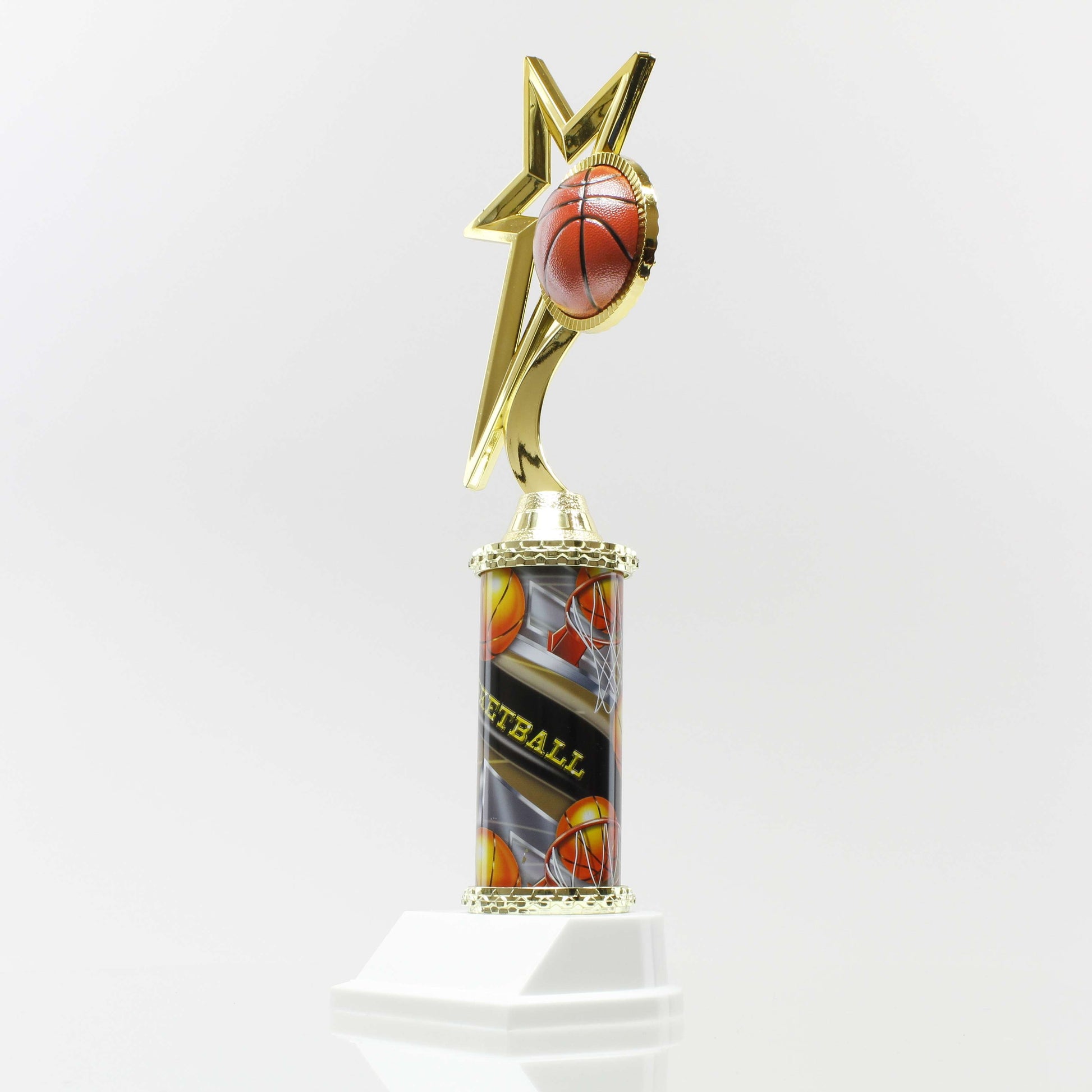 Basketball Column Trophy | Engraved Basketball Award - 12" Decade Awards