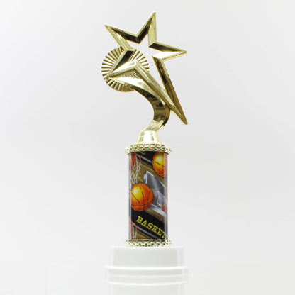 Basketball Column Trophy | Engraved Basketball Award - 12" Decade Awards