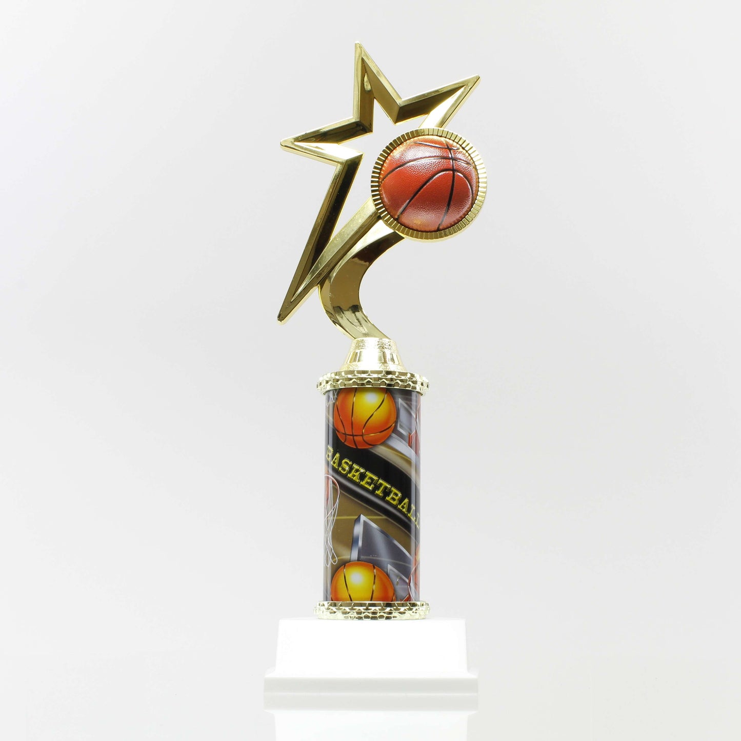 Basketball Column Trophy | Engraved Basketball Award - 12" Decade Awards