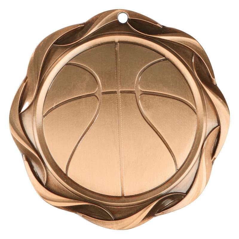 Basketball Fusion Medal- Gold, Silver or Bronze | Engraved Basketball Medallion - 3 Inch Wide Decade Awards