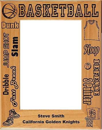 Basketball Picture Frame, Personalized - Male | Laser Engraved Wood Frame - 3 sizes Decade Awards