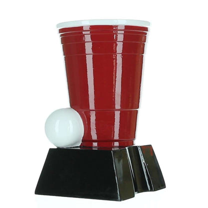 Beer Pong Trophy, Red | Engraved Tailgate Award - 6.5 Inch Tall Decade Awards