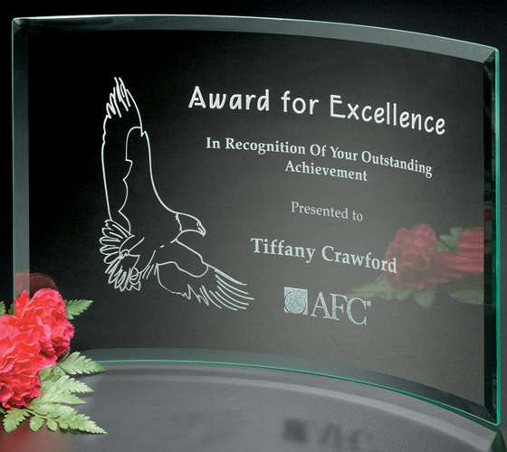 Belmont Crescent Corporate Award | Engraved Crystal Plaque - 7", 8", 9" or 10" Decade Awards