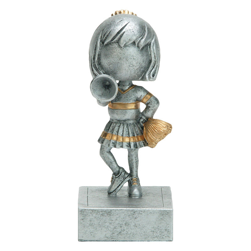 Cheerleader Bobblehead Trophy | Engraved Spirit Award - 5.5 Inch Tall Decade Awards